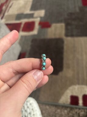 Turquoise Bead Sterling-Style Hoop Earring - Women Jewelry